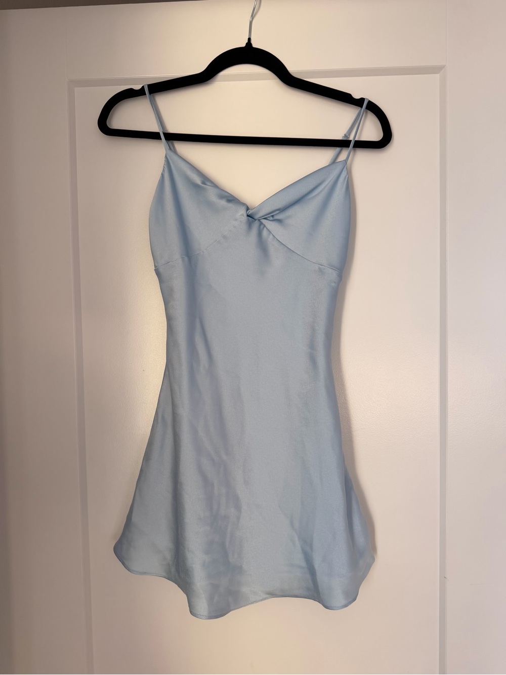 American Threads Blue Satin Mini Dress – XS